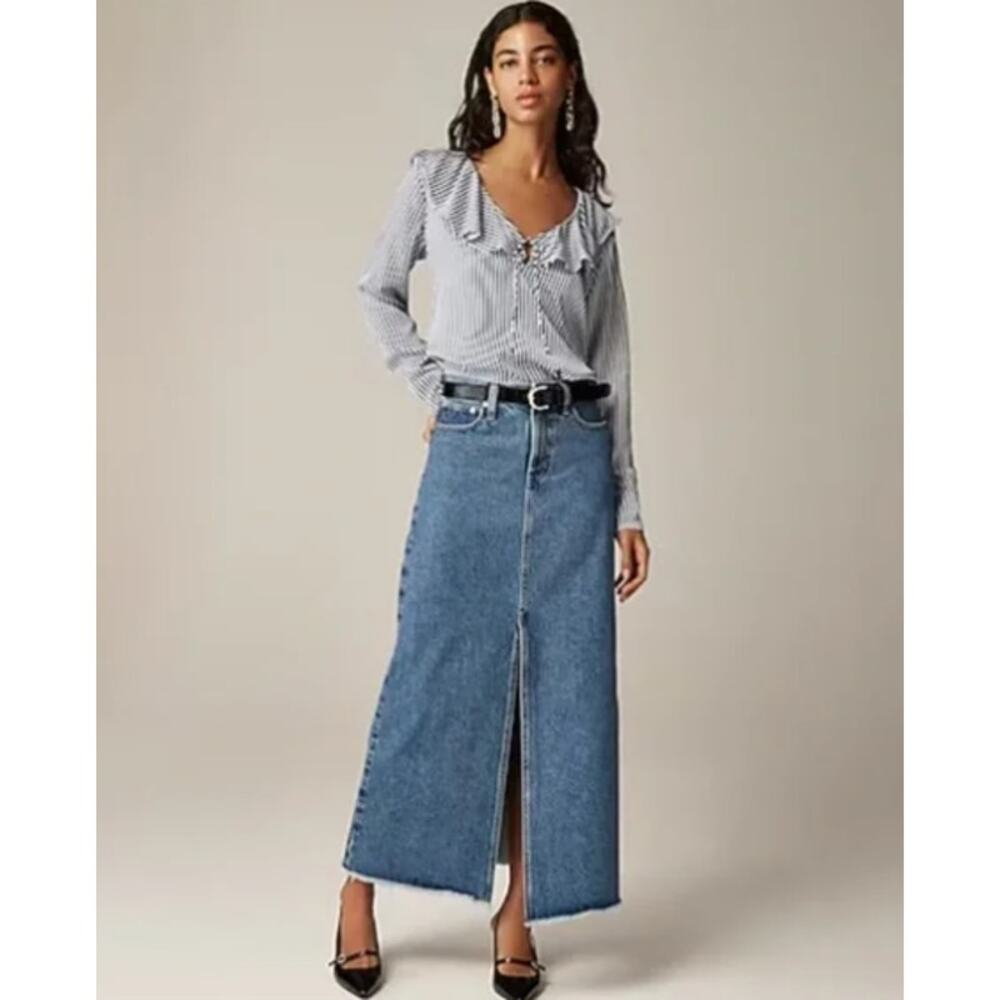 J.Crew Women's SZ 27 100% Cotton Classic Denim Maxi Skirt CC929